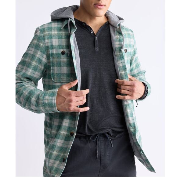 Buffalo David Bitton Men's Jakeim Plaid Hoodie Shacket forest green Large $99 - Picture 2 of 7